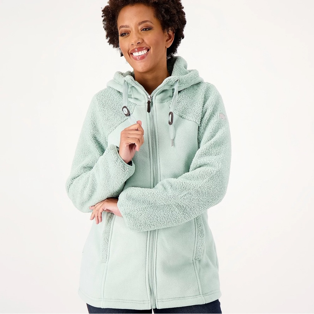 Koola burra UGG women’s fleece sherpa light sea-foam green jacket coat